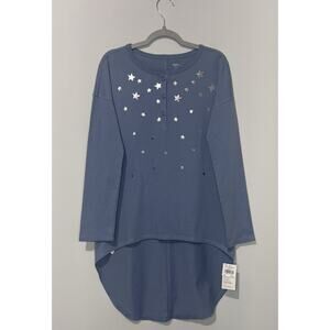 Tea Girls Tunic Top 12 Cotton Grayish Blue Crew Neck Long Sleeve Lightweight NWT